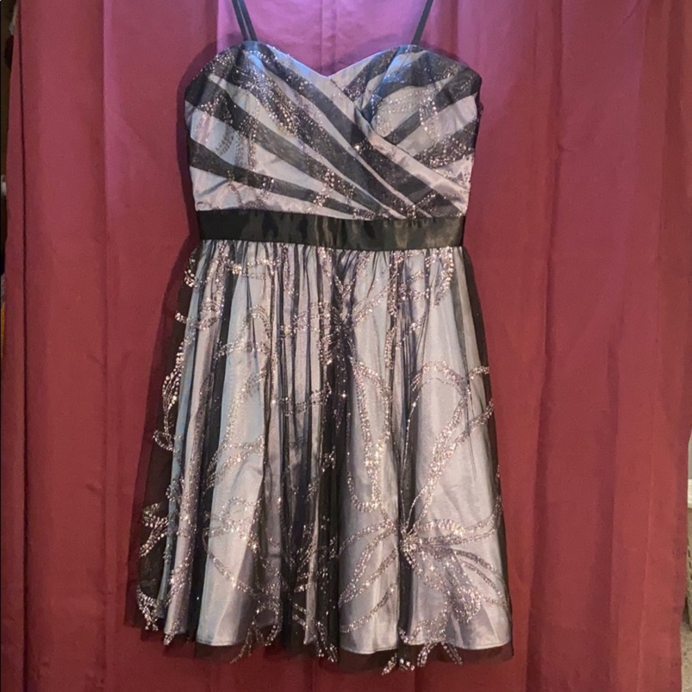 Purple & Black Glitter Mini Party Dress